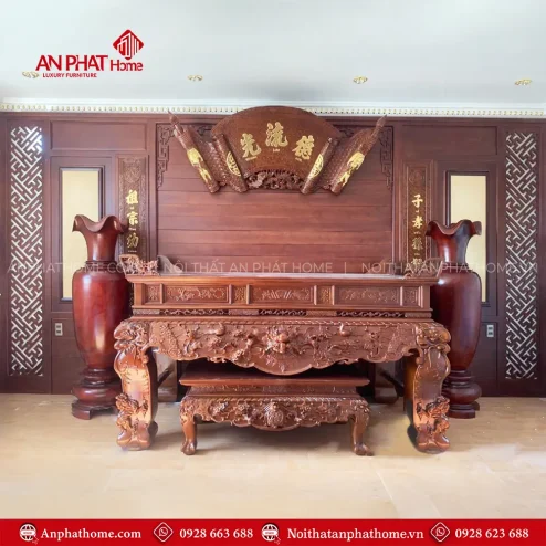 Vách Ốp Phòng Thờ Gỗ Tự Nhiên Hiện Đại VN-4381