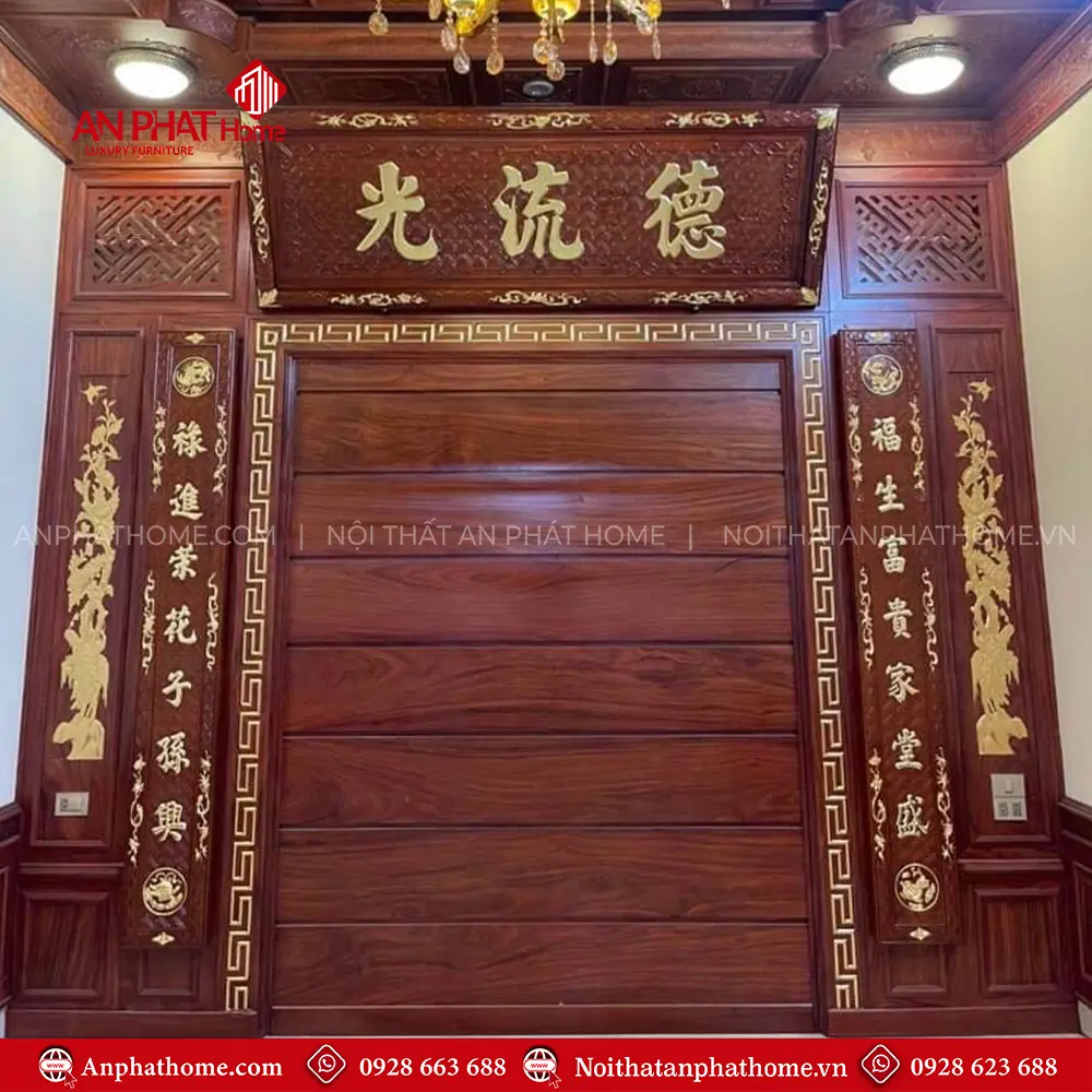 Vách Phòng Thờ Gỗ Gõ Đỏ Đẹp VN-4366 6 Vách Phòng Thờ Gỗ Gõ Đỏ Đẹp VN-4366