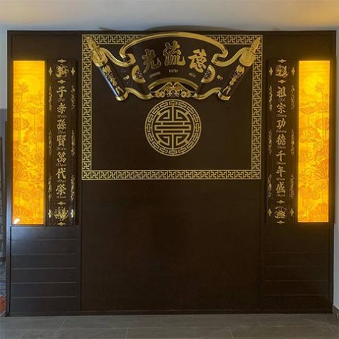 Vách Phòng Thờ Kết Hợp Tranh Trúc Chỉ VN-4302