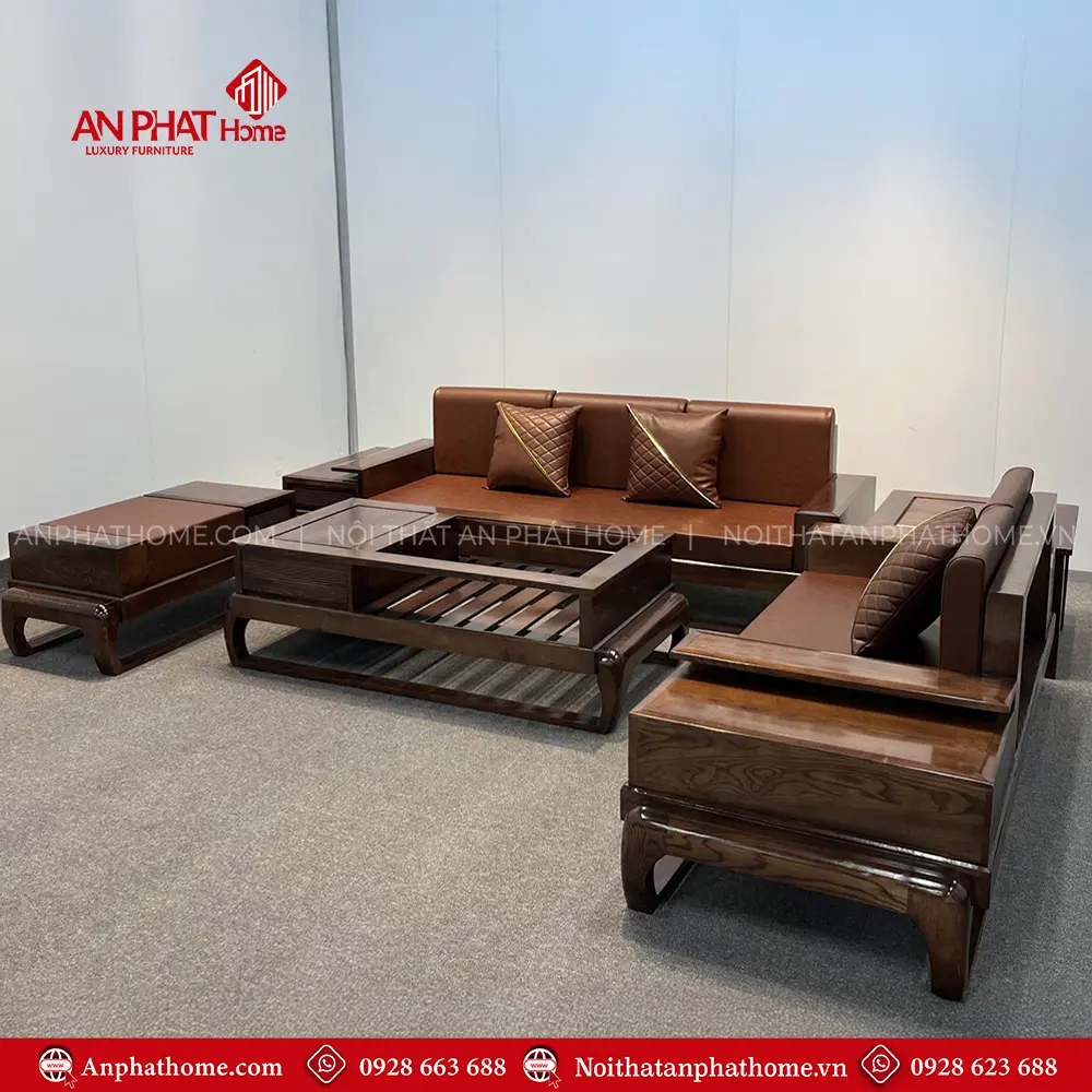 Bàn Ghế Phòng Khách Sofa Gỗ Sồi Hiện Đại F-1368 10 Bàn Ghế Phòng Khách Sofa Gỗ Sồi Hiện Đại F-1368