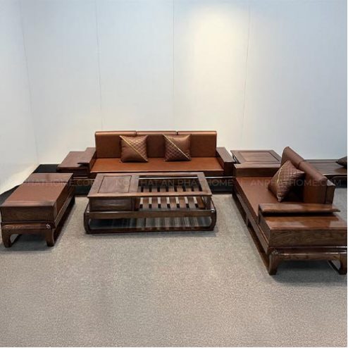 Bàn Ghế Phòng Khách Sofa Gỗ Sồi Hiện Đại F-1368