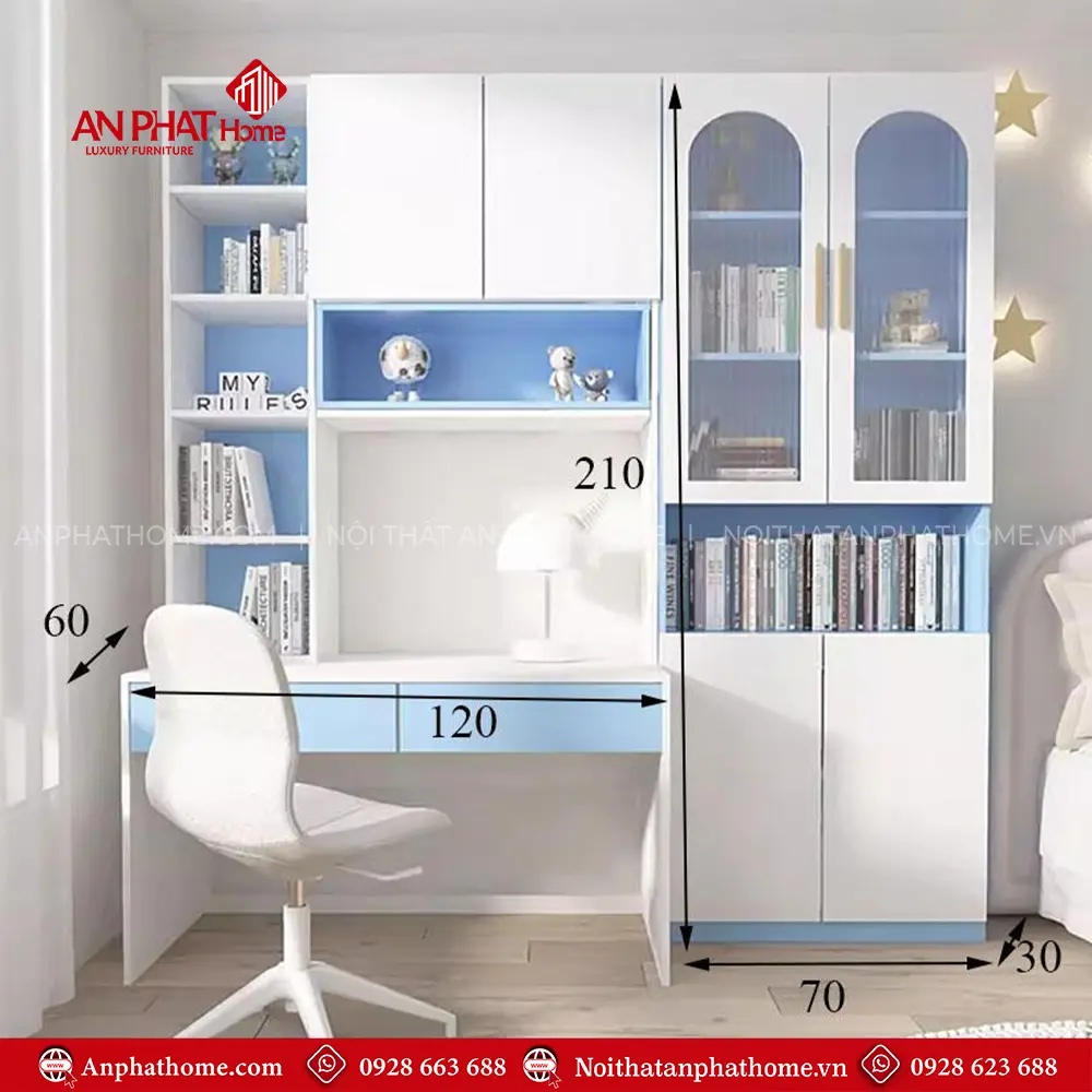 Bàn Học Kết Hợp Tủ Sách Hiện Đại Gỗ MDF B-2881 18 Bàn Học Kết Hợp Tủ Sách Hiện Đại Gỗ MDF B-2881