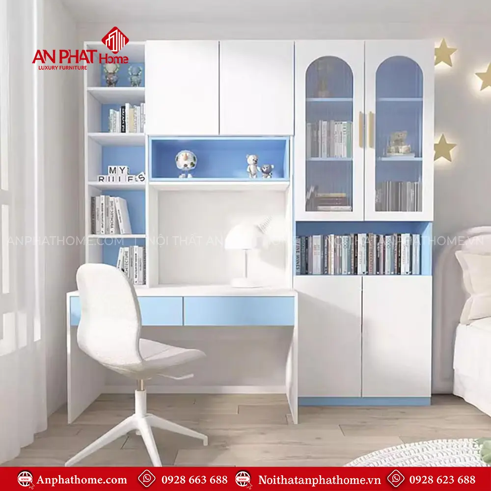 Bàn Học Kết Hợp Tủ Sách Hiện Đại Gỗ MDF B-2881 17 Bàn Học Kết Hợp Tủ Sách Hiện Đại Gỗ MDF B-2881