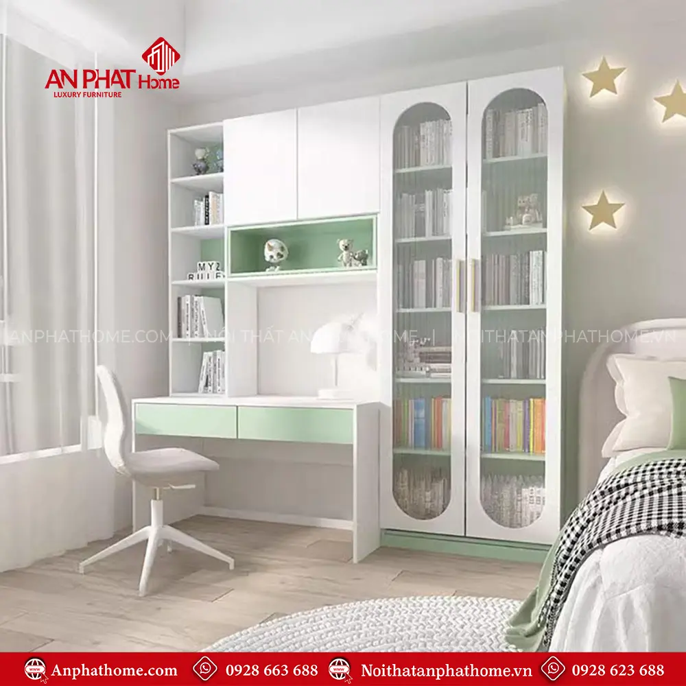 Bàn Học Kết Hợp Tủ Sách Hiện Đại Gỗ MDF B-2881 16 Bàn Học Kết Hợp Tủ Sách Hiện Đại Gỗ MDF B-2881