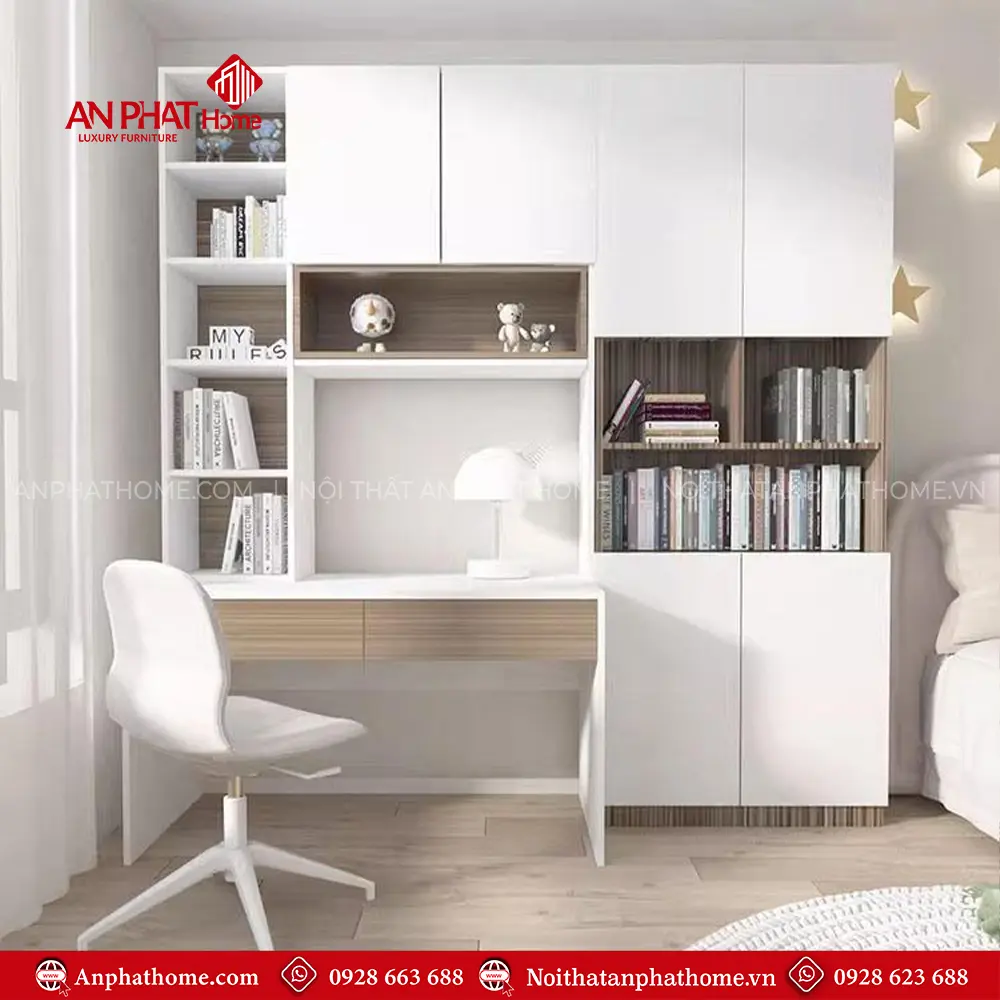 Bàn Học Kết Hợp Tủ Sách Hiện Đại Gỗ MDF B-2881 15 Bàn Học Kết Hợp Tủ Sách Hiện Đại Gỗ MDF B-2881