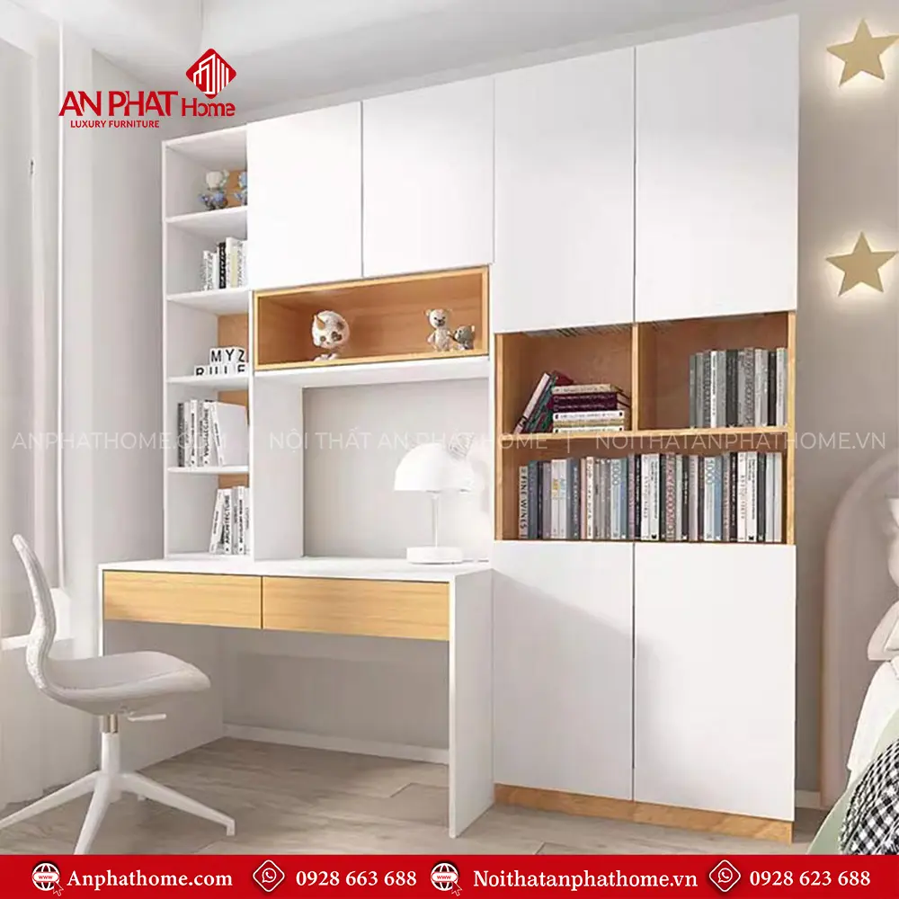 Bàn Học Kết Hợp Tủ Sách Hiện Đại Gỗ MDF B-2881 14 Bàn Học Kết Hợp Tủ Sách Hiện Đại Gỗ MDF B-2881
