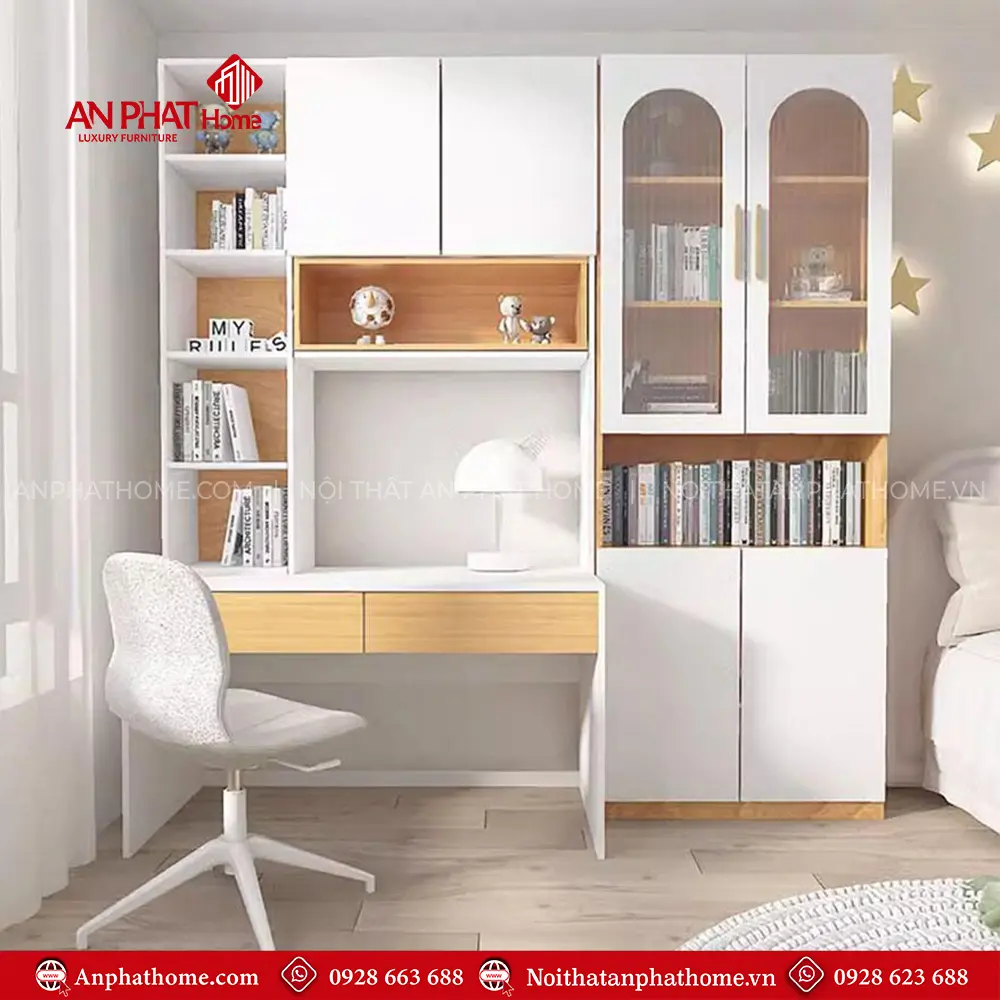 Bàn Học Kết Hợp Tủ Sách Hiện Đại Gỗ MDF B-2881 13 Bàn Học Kết Hợp Tủ Sách Hiện Đại Gỗ MDF B-2881