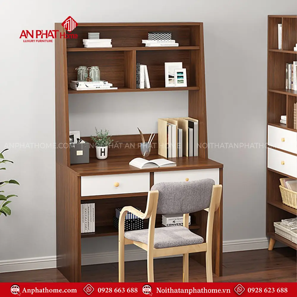 Bàn Học Liền Giá Sách Gỗ MDF B-2880 11 Bàn Học Liền Giá Sách Gỗ MDF B-2880