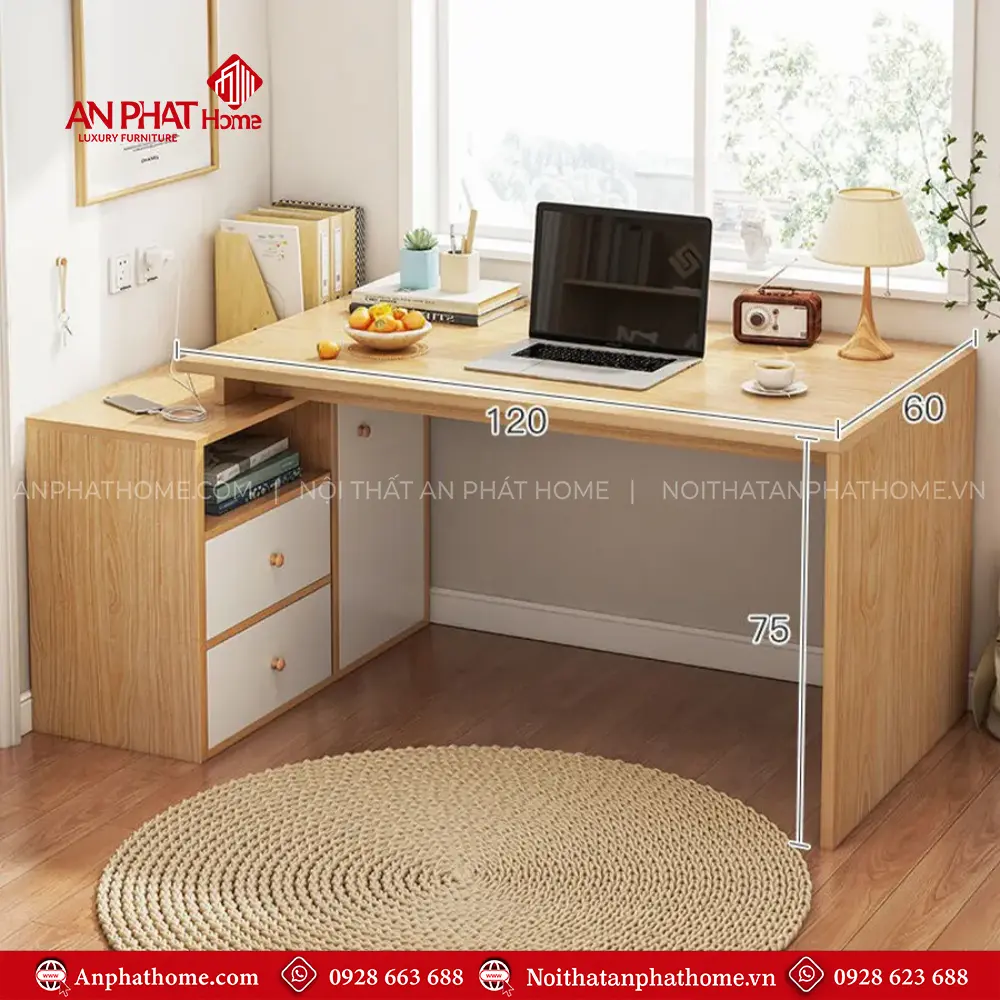 Bàn Làm Việc Gỗ Công Nghiệp Có Hộc Tủ B-2863 6 Bàn Làm Việc Gỗ Công Nghiệp Có Hộc Tủ B-2863