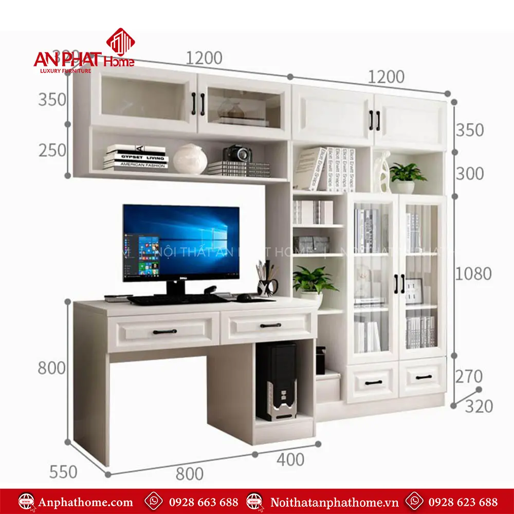 Bàn Làm Việc Kết Hợp Tủ Hiện Đại B-2897 12 Bàn Làm Việc Kết Hợp Tủ Hiện Đại B-2897