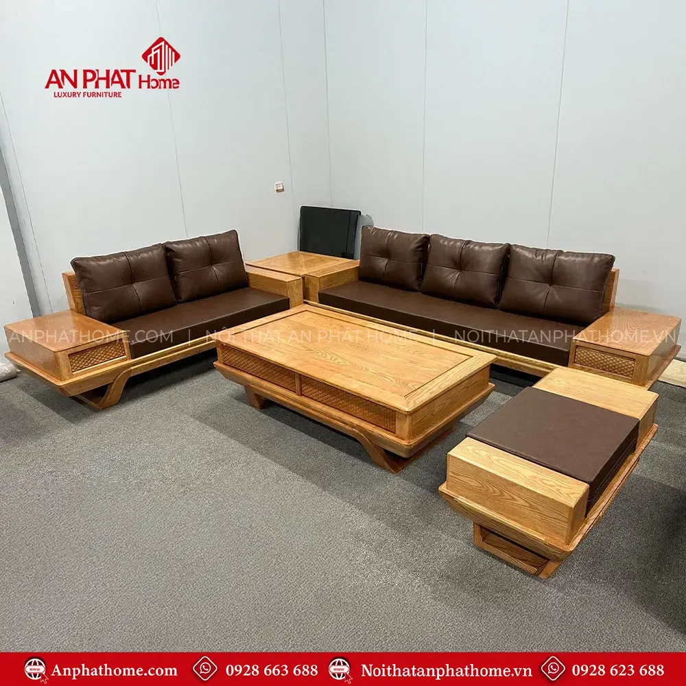 Bộ Bàn Ghế Gỗ Sồi Mẫu Sofa Hiện Đại F-1346 5 Bộ Bàn Ghế Gỗ Sồi Mẫu Sofa Hiện Đại F-1346