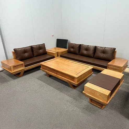 Bộ Bàn Ghế Gỗ Sồi Mẫu Sofa Hiện Đại F-1346