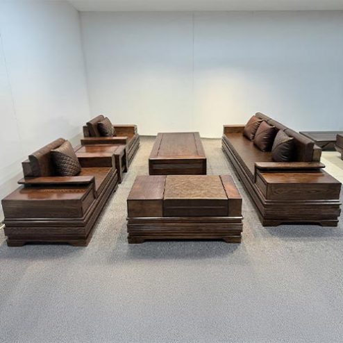Bộ Bàn Ghế Phòng Khách Gỗ Sồi Mẫu Sofa Hiện Đại F-1372