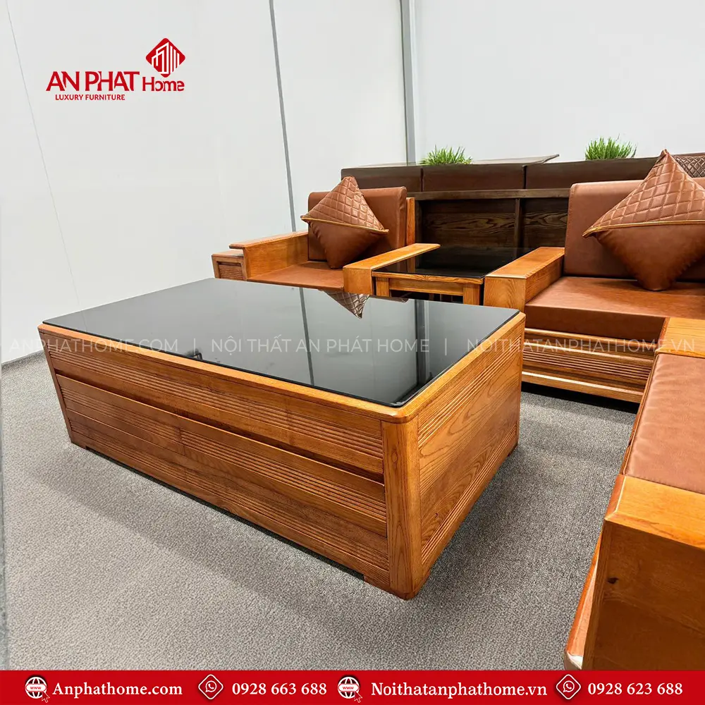Bộ Bàn Ghế Phòng Khách Sofa Gỗ Sồi Hiện Đại F-1361 10 Bộ Bàn Ghế Phòng Khách Sofa Gỗ Sồi Hiện Đại F-1361