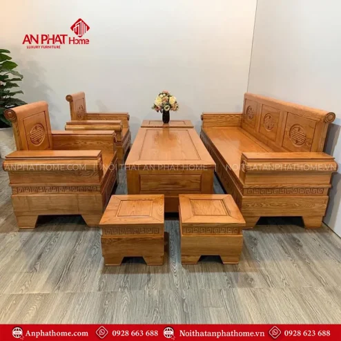 Bộ Bàn Ghế Salon Đối Hiện Đại Gỗ Sồi Nga F-1338