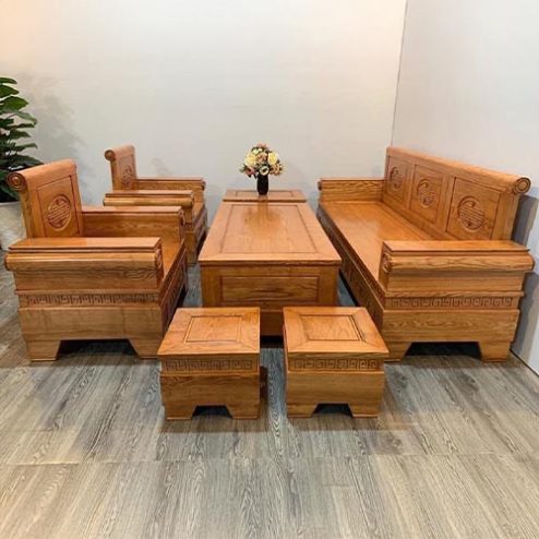 Bộ Bàn Ghế Salon Đối Hiện Đại Gỗ Sồi Nga F-1338
