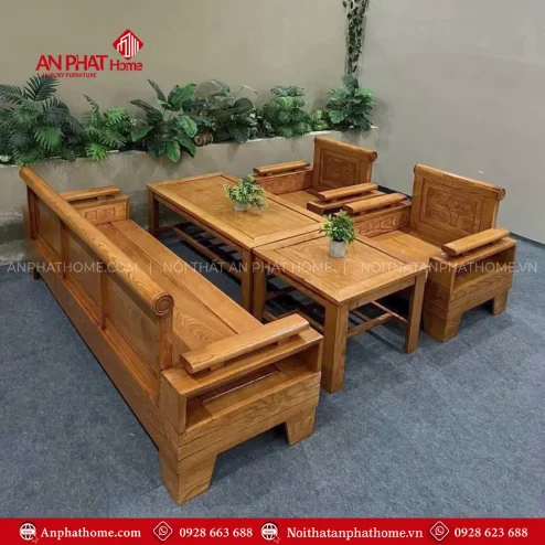 Bộ Bàn Ghế Salon Gỗ Sồi Thiết Kế Hiện Đại F-1334