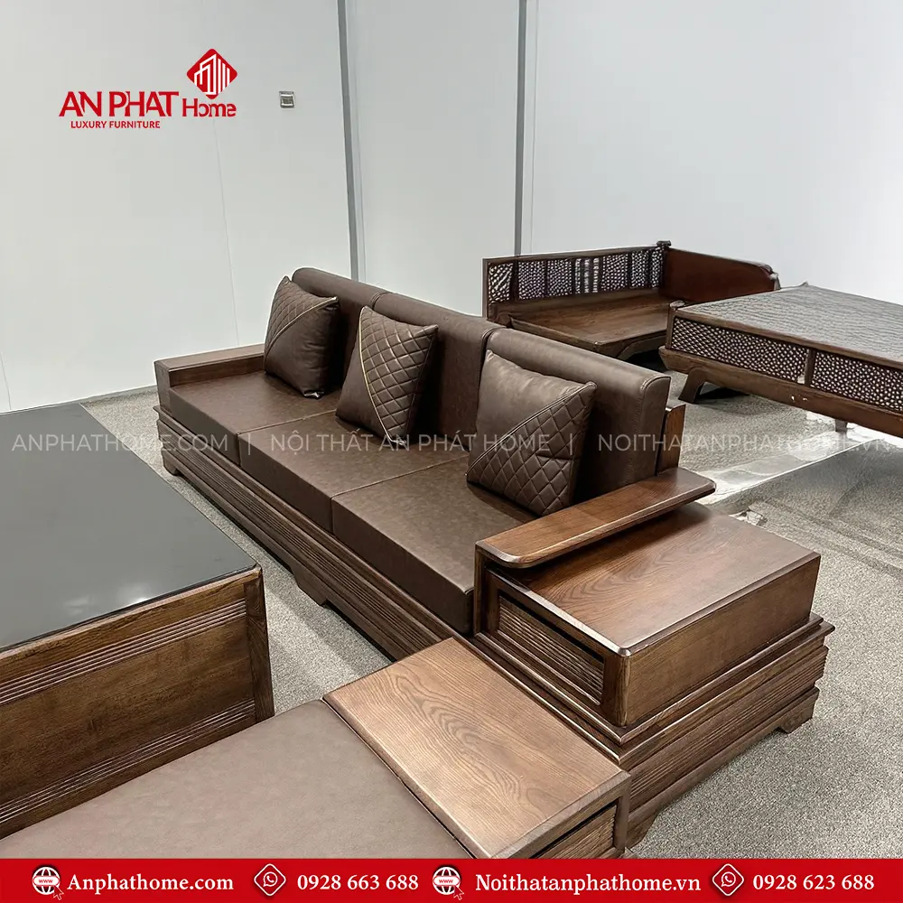 Bộ Bàn Ghế Salon Sofa Gỗ Sồi Đẹp F-1355 8 Bộ Bàn Ghế Salon Sofa Gỗ Sồi Đẹp F-1355