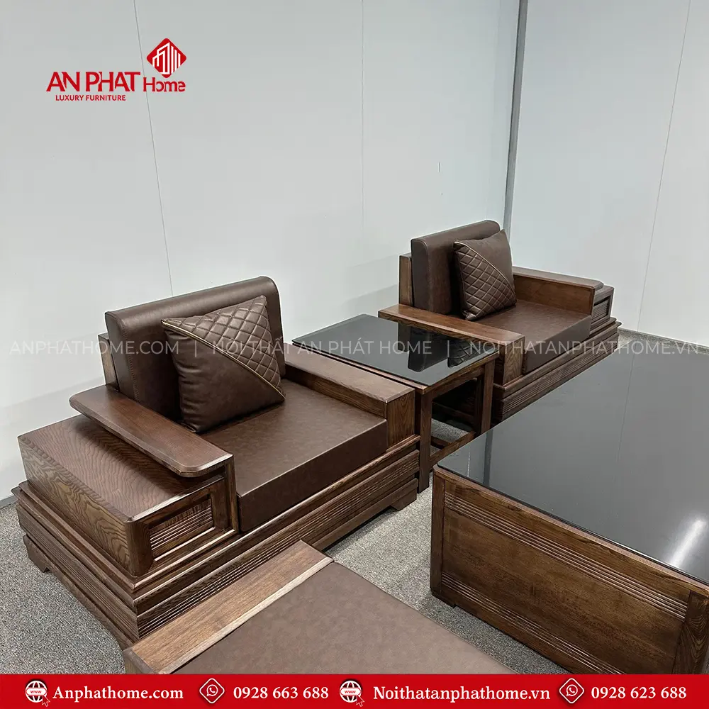 Bộ Bàn Ghế Salon Sofa Gỗ Sồi Đẹp F-1355 9 Bộ Bàn Ghế Salon Sofa Gỗ Sồi Đẹp F-1355