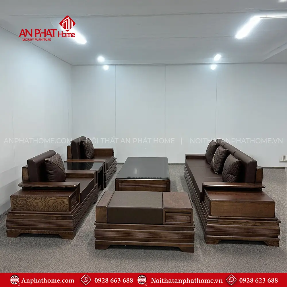 Bộ Bàn Ghế Salon Sofa Gỗ Sồi Đẹp F-1355 7 Bộ Bàn Ghế Salon Sofa Gỗ Sồi Đẹp F-1355