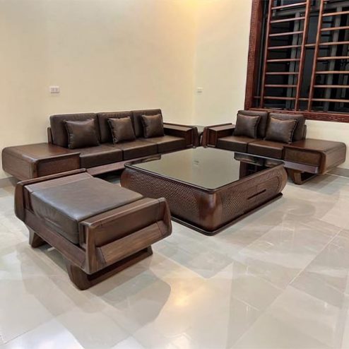Bộ Bàn Ghế Sofa Gỗ Óc Chó Cao Cấp Hiện Đại F-1340