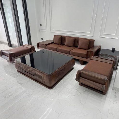 Bộ Bàn Ghế Sofa Gỗ Óc Chó Cao Cấp Thiết Kế Hiện Đại F-1341