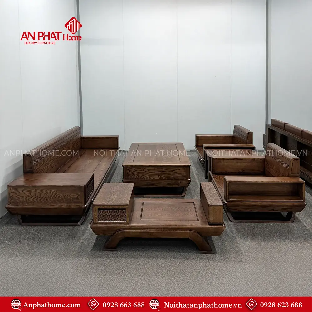 Bộ Bàn Ghế Sofa Gỗ Phòng Khách Gỗ Sồi Đẹp F-1358 7 Bộ Bàn Ghế Sofa Gỗ Phòng Khách Gỗ Sồi Đẹp F-1358