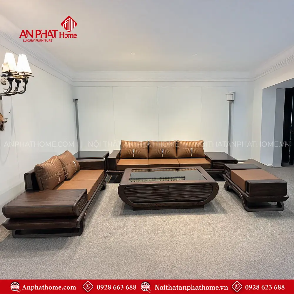 Bộ Bàn Ghế Sofa Gỗ Sồi Cao Cấp, Hiện Đại F-1353 10 Bộ Bàn Ghế Sofa Gỗ Sồi Cao Cấp, Hiện Đại F-1353