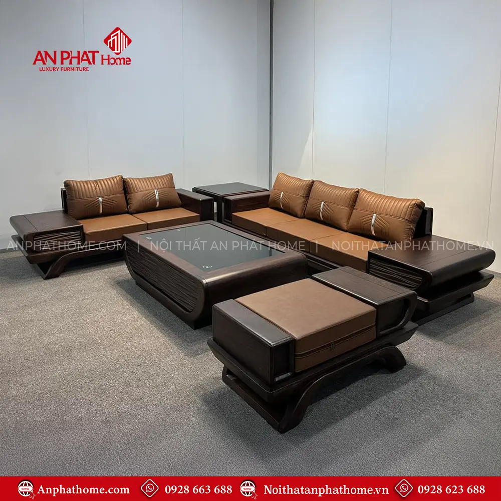 Bộ Bàn Ghế Sofa Gỗ Sồi Cao Cấp, Hiện Đại F-1353 9 Bộ Bàn Ghế Sofa Gỗ Sồi Cao Cấp, Hiện Đại F-1353
