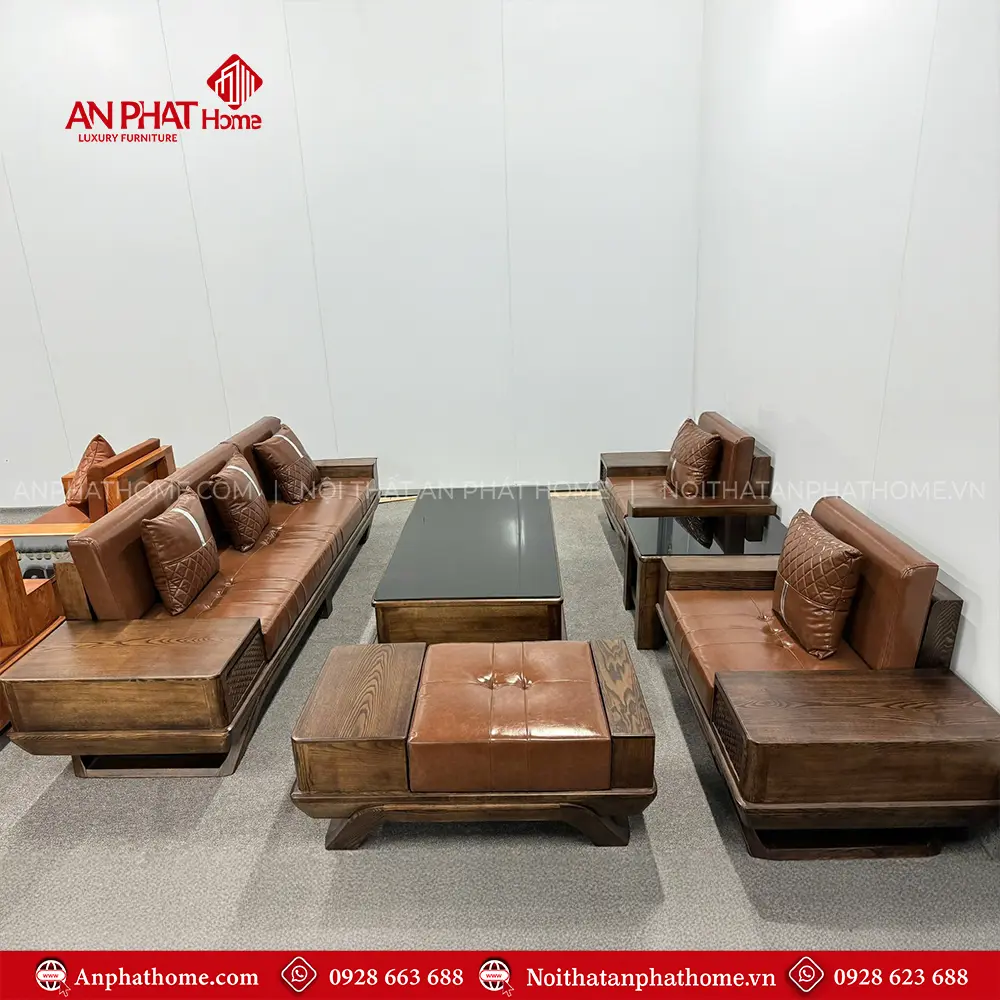 Bộ Bàn Ghế Sofa Gỗ Sồi Hiện Đại F-1360 7 Bộ Bàn Ghế Sofa Gỗ Sồi Hiện Đại F-1360