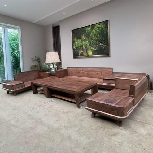 Bộ Bàn Ghế Sofa Phòng Khách Gỗ Óc Chó Cao Cấp F-1335