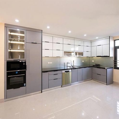 Mẫu Tủ Bếp Cao Cấp Inox Cánh Kính TB-979