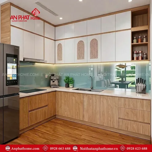 Mẫu Tủ Bếp Gỗ Công Nghiệp Hiện Đại Đẹp TB-962