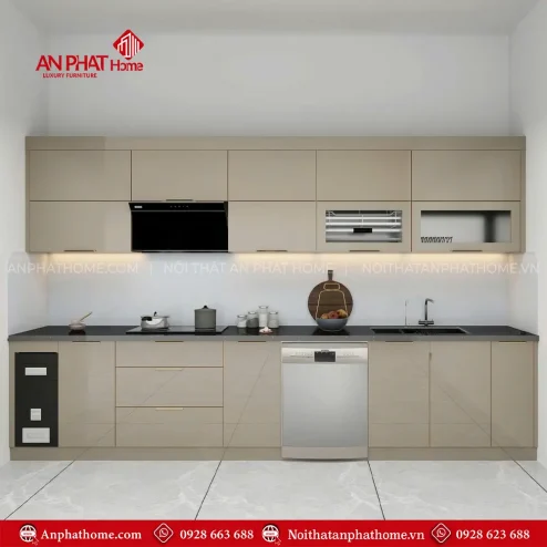 Mẫu Tủ Bếp Inox Cánh Kính Hiện Đại Nhỏ Gọn TB-988