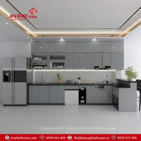 Mẫu Tủ Bếp Nhỏ Gọn Cao Cấp Inox 304 Cánh Kính TB-974