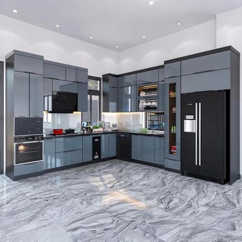 Mẫu Tủ Bếp Inox 304 Cánh MDF Phủ Acrylic Hiện Đại TB-959