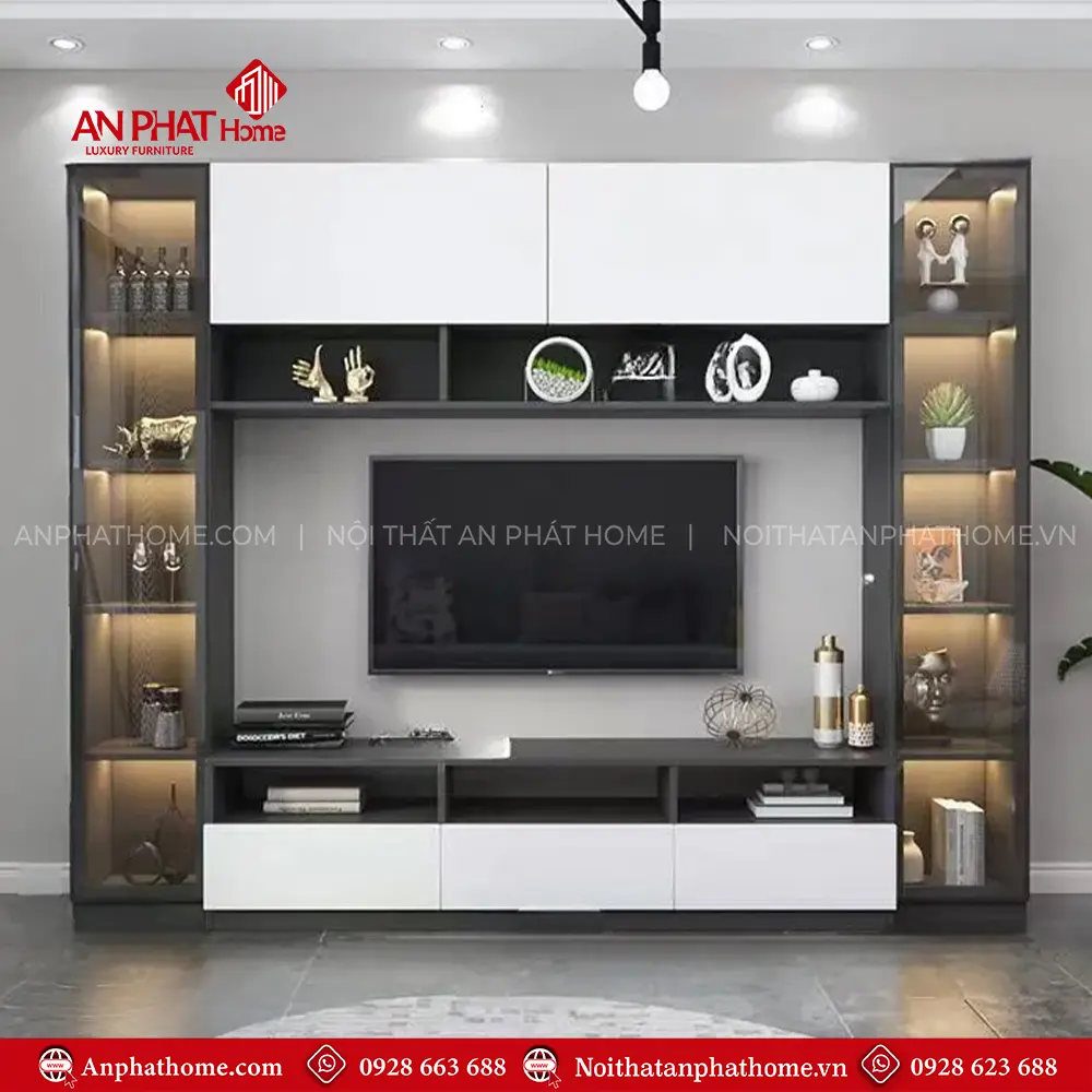 Mẫu Tủ Kệ Tivi Cánh Kính Hiện Đại T-5398 14 Mẫu Tủ Kệ Tivi Cánh Kính Hiện Đại T-5398