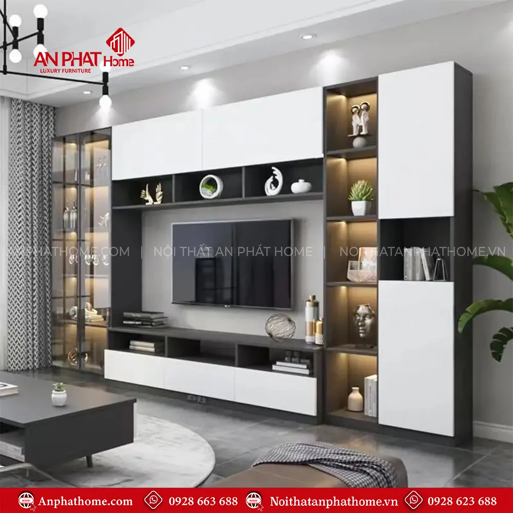 Mẫu Tủ Kệ Tivi Cánh Kính Hiện Đại T-5398 12 Mẫu Tủ Kệ Tivi Cánh Kính Hiện Đại T-5398