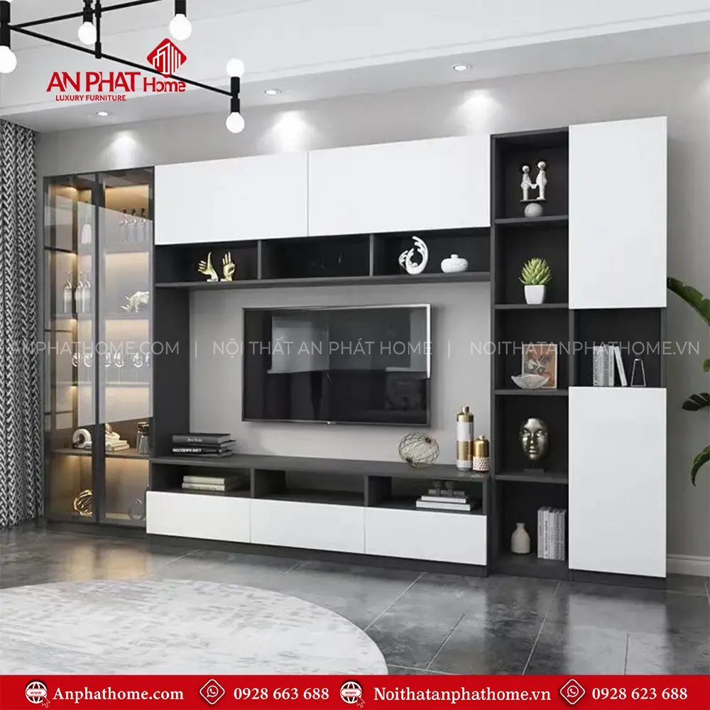 Mẫu Tủ Kệ Tivi Cánh Kính Hiện Đại T-5398 11 Mẫu Tủ Kệ Tivi Cánh Kính Hiện Đại T-5398