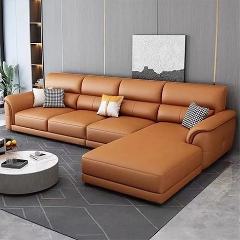 Sofa Góc Chữ L Bọc Da Cao Cấp F-1374