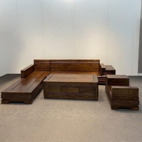 Sofa Góc Phòng Khách Gỗ Sồi Nga Hiện Đại F-1366