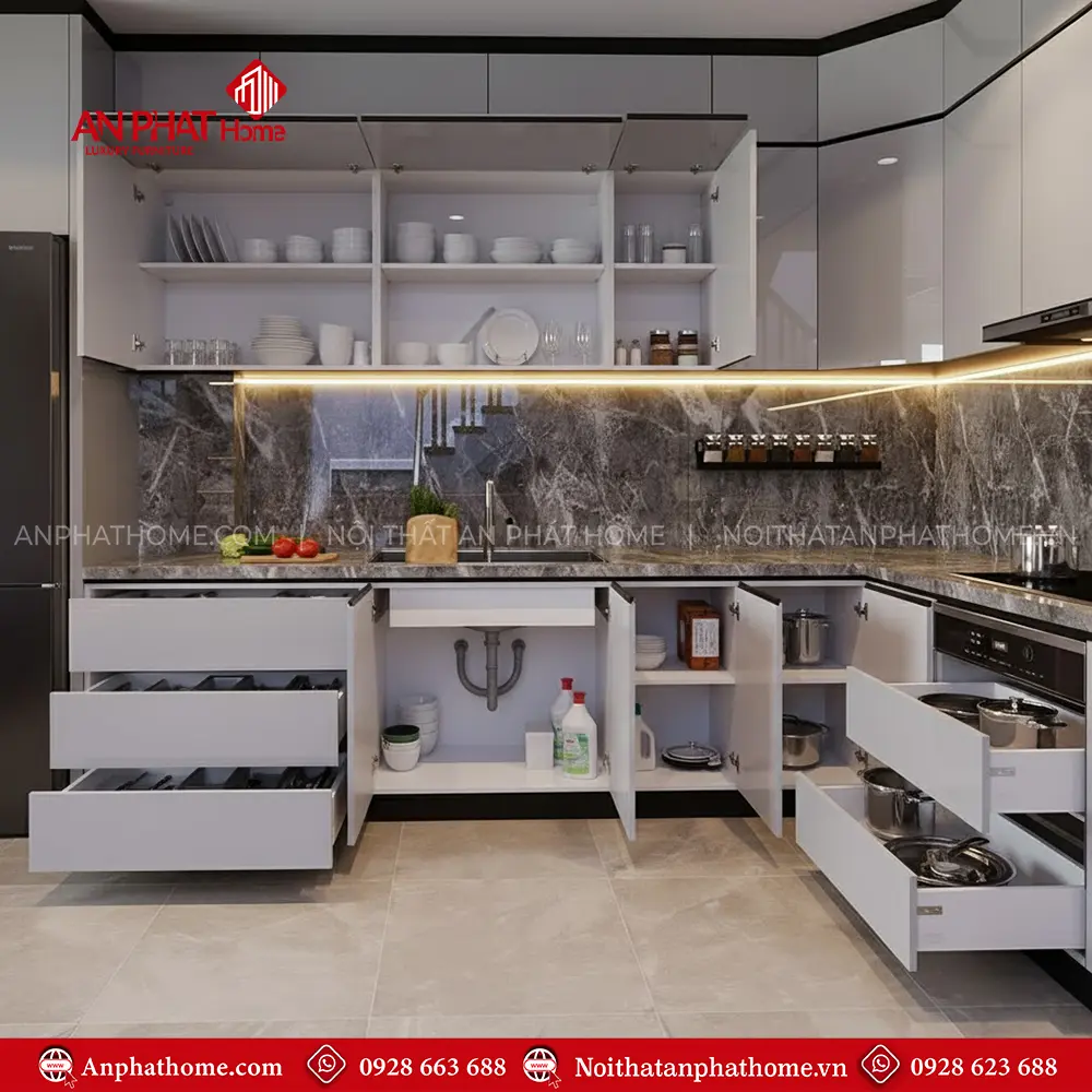 Tủ Bếp Acrylic Hiện Đại TB-909 11 Tủ Bếp Acrylic Hiện Đại TB-909
