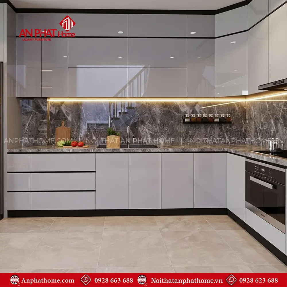 Tủ Bếp Acrylic Hiện Đại TB-909 10 Tủ Bếp Acrylic Hiện Đại TB-909
