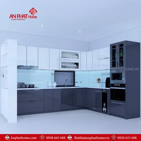 Tủ Bếp Biệt Thự Cánh Kính Cao Cấp TB-1002