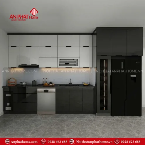 Tủ Bếp Cánh Kính Hiện Đại Khung Inox TB-994