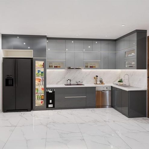 Tủ Bếp Cao Cấp Inox Cánh Kính Hiện Đại TB-956