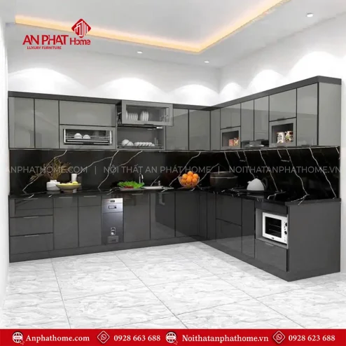 Tủ Bếp Chung Phòng Khách Cánh Kính Cao Cấp TB-973