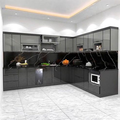 Tủ Bếp Chung Phòng Khách Cánh Kính Cao Cấp TB-973