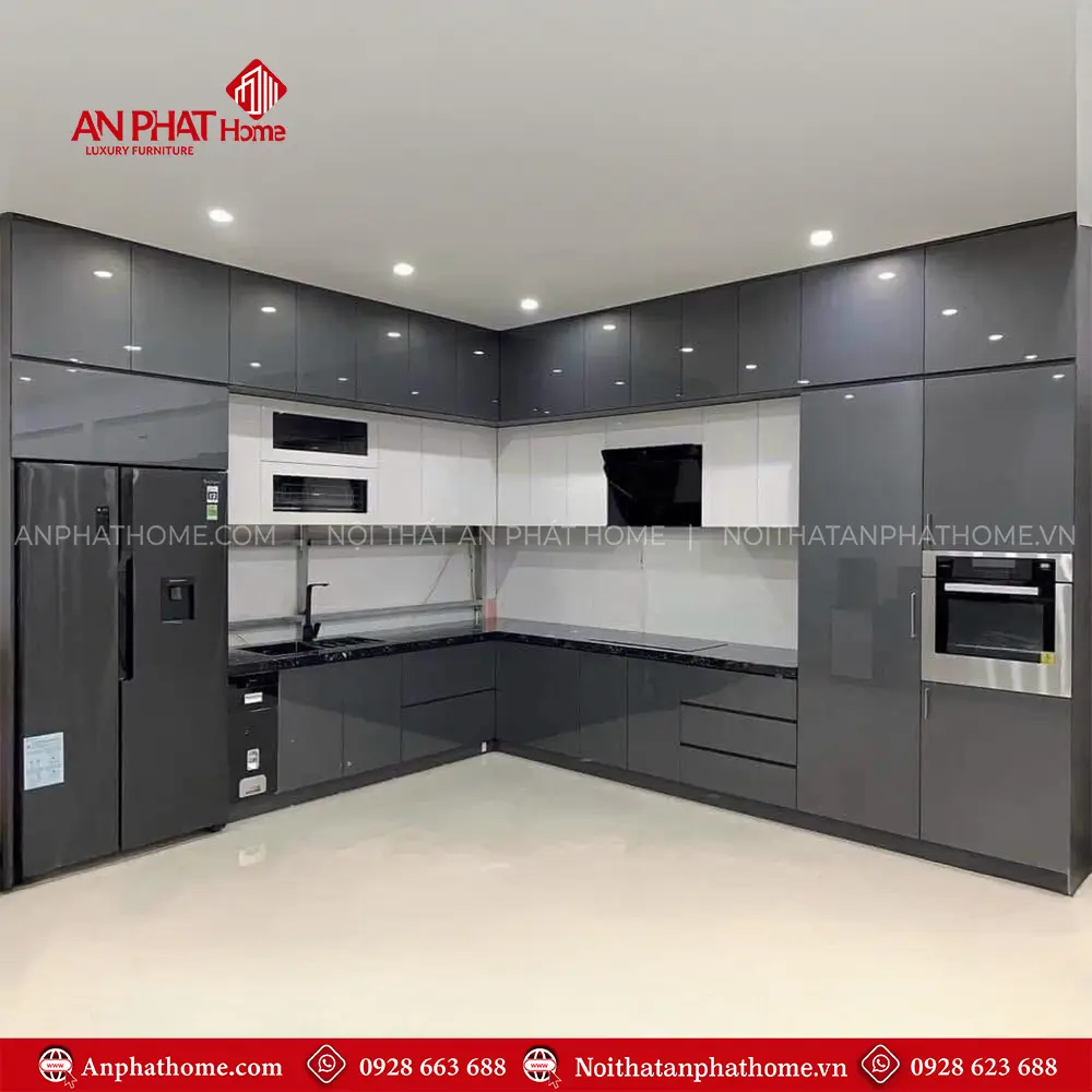 Tủ Bếp Hiện Đại Gỗ MDF Cánh Phủ Acrylic TB-943 5 Tủ Bếp Hiện Đại Gỗ MDF Cánh Phủ Acrylic TB-943