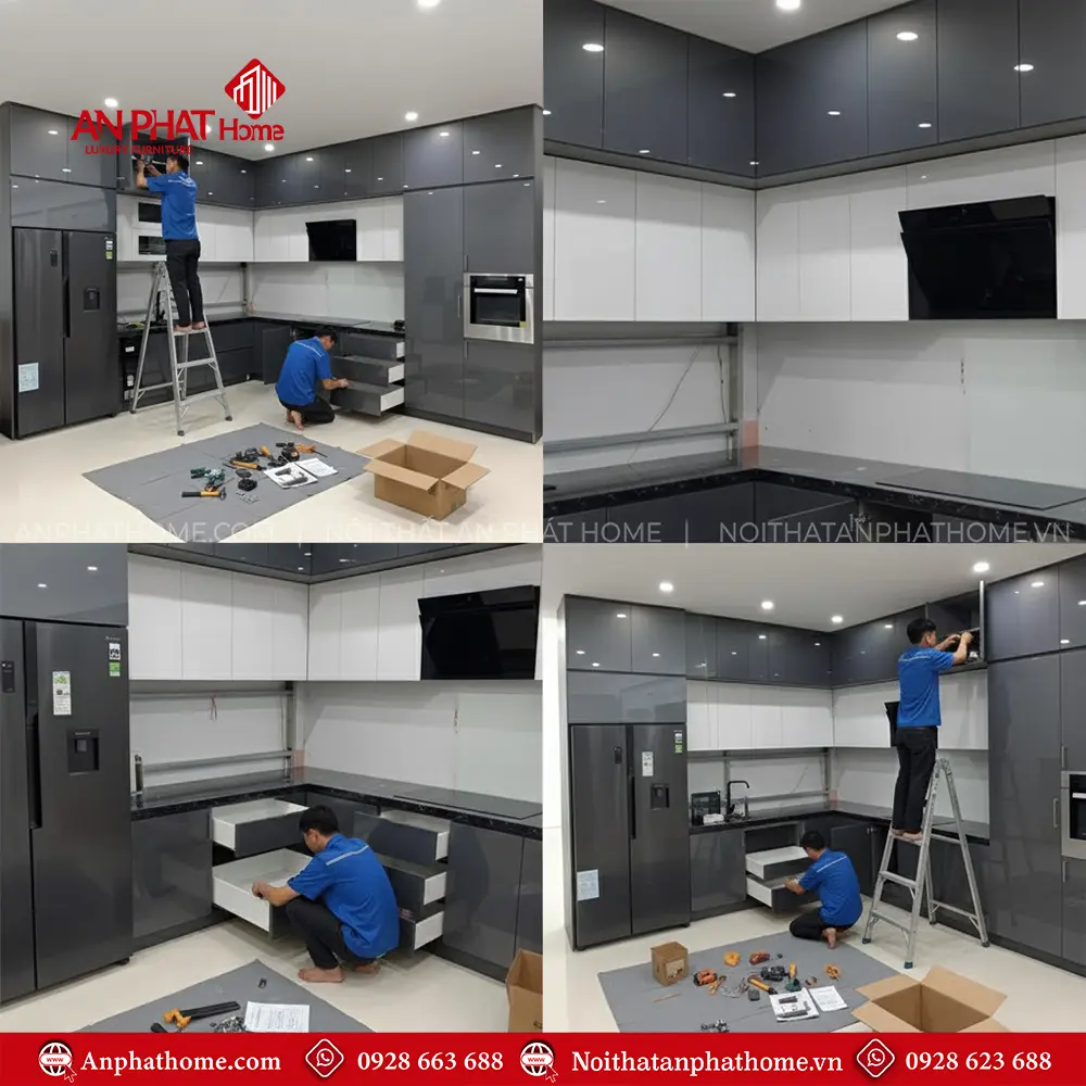 Tủ Bếp Hiện Đại Gỗ MDF Cánh Phủ Acrylic TB-943 6 Tủ Bếp Hiện Đại Gỗ MDF Cánh Phủ Acrylic TB-943